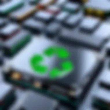 Challenges in Recycling and Sustainability Diagram illustrating the challenges of battery recycling and sustainability