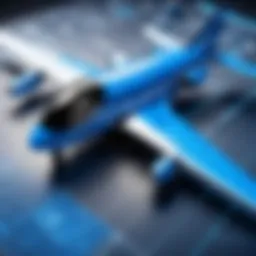 A futuristic aerospace design blueprint showcasing innovative aircraft technologies.