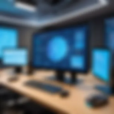 The Future of Learning: AI in Coding Bootcamps Illustration of a digital classroom environment featuring AI tools and coding practices.