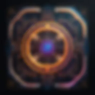 Geometric Fusion of AI Art A digital canvas featuring an innovative fusion of geometric forms and abstract elements created by AI.