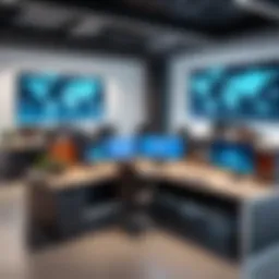 A high-tech office space showcasing AI collaboration