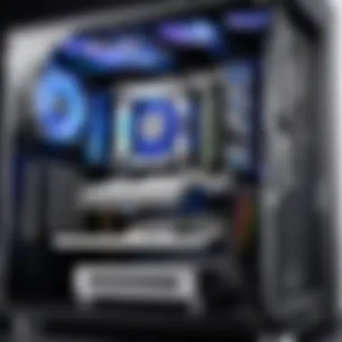 A close-up of a gaming PC highlighting its components and setup