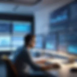 A software engineer analyzing code on multiple screens