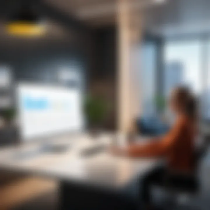 Client consultation in a sophisticated office environment