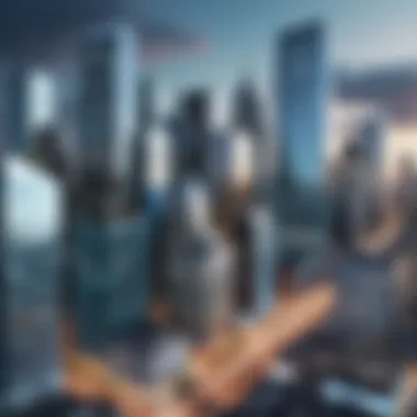 Urban Financial Districtscape City skyline with financial district buildings