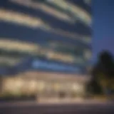 Illuminated Cleveland Clinic entrance sign at dusk