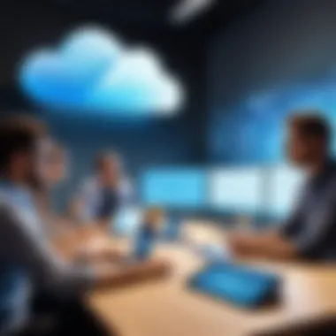 Collaborative Cloud Strategy Session A team meeting discussing cloud project strategies