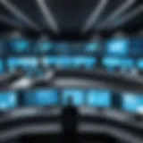 Overview of a modern security operations center showcasing advanced technology.