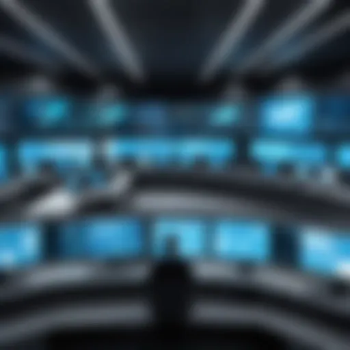 Overview of a modern security operations center showcasing advanced technology.