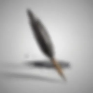 Artistic Quill Pen Elegance Illustration of an artistic quill pen with ink splatter
