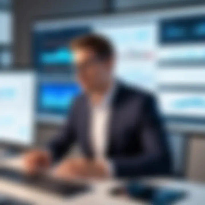 A thoughtful individual analyzing data trends on a computer