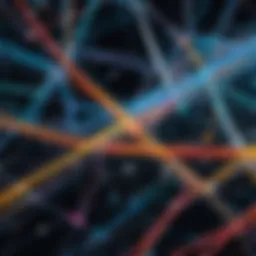 Abstract representation of coding languages intertwined in a complex web