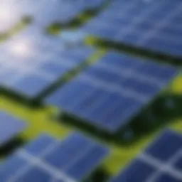 Solar panels harnessing energy in a sustainable tech environment