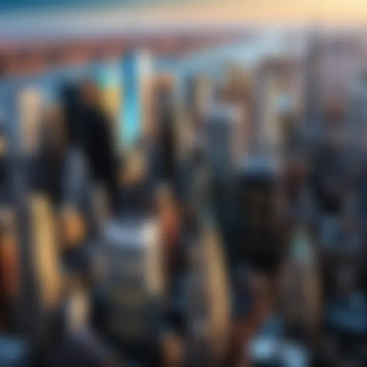 A bustling New York City skyline representing the vibrant job market.