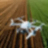 A drone surveying a vast agricultural field