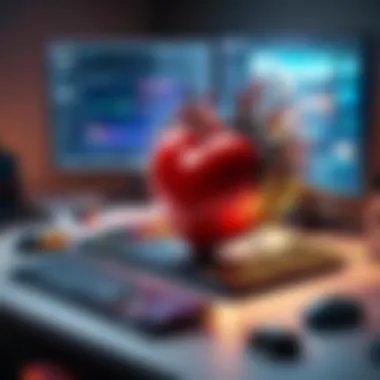 The Heart of Gaming Marketing Dynamic workspace showcasing gaming marketing strategies and tools.