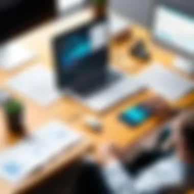 UX Design Tools in Use User experience design tools and software on a workspace