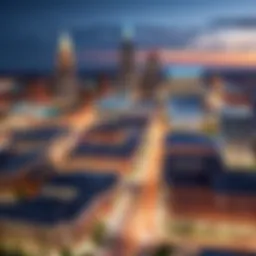 Cleveland skyline with healthcare facilities