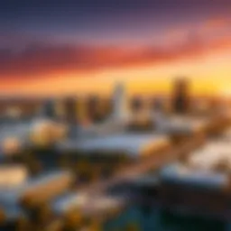 Cityscape of Sacramento skyline at sunset