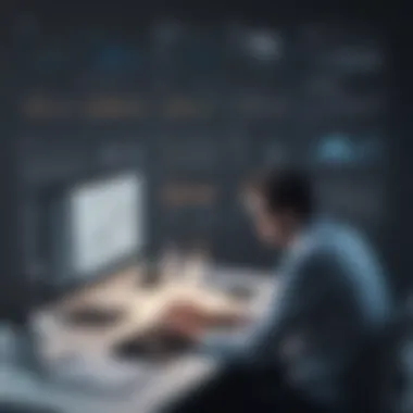 Data Analysis in Online Finance Jobs Illustration of a person working on financial data analysis