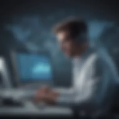 Online Research for Financial Trends Illustration of a person researching financial trends online
