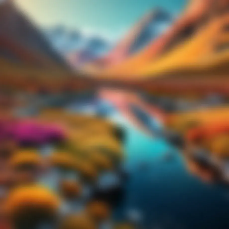 Showcasing artistic filters applied to a vibrant landscape