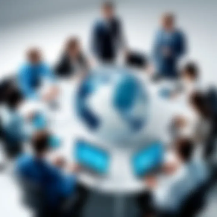 A conceptual image of virtual meetings and teamwork