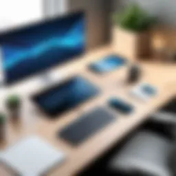 A digital workspace showcasing productivity tools for remote work