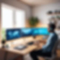 A professional working remotely in a modern workspace