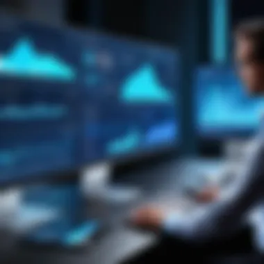 Data-Driven Insights in Consulting A consultant presenting data insights with advanced technology.