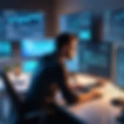 Dynamic workspace of a software engineer showcasing coding and design.