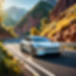 A sleek electric vehicle on a picturesque road
