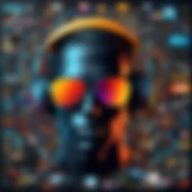 Innovative Genres and Technological Impact A vibrant collage showcasing diverse music genres and technology