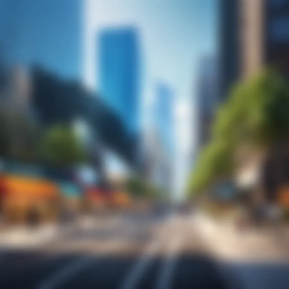 A bustling cityscape symbolizing urban wellness initiatives