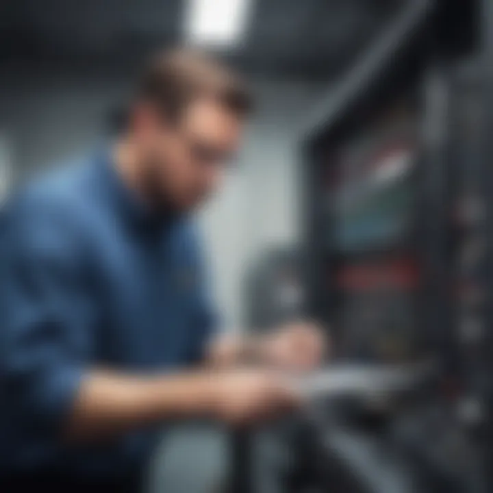 Facility manager examining maintenance equipment