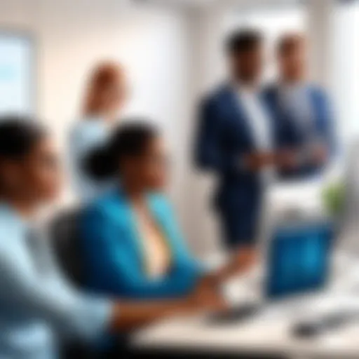 Diverse office environment showcasing collaboration