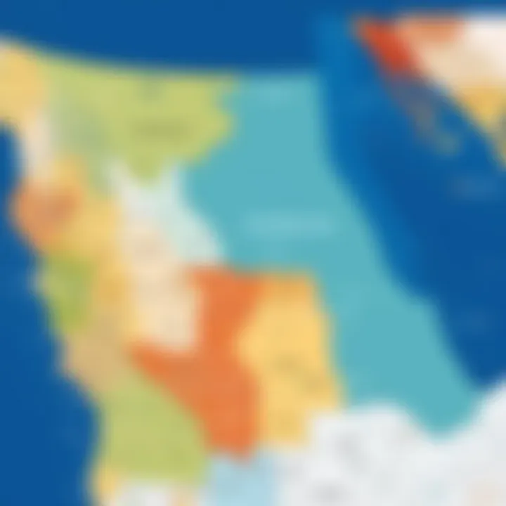 Map highlighting geographic salary variations for real estate consultants.