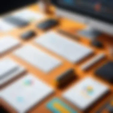 A collection of design research tools and materials on a desk