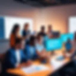 Diverse group of young professionals collaborating on a project