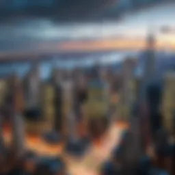 Skyline of New York City with iconic buildings