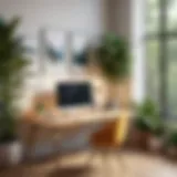 A serene workspace blending modern design with natural elements