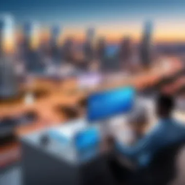 Claim Assistance Insurance broker assisting client with insurance claim process in bustling Dallas cityscape