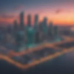 Abstract representation of technology advancements in Miami skyline