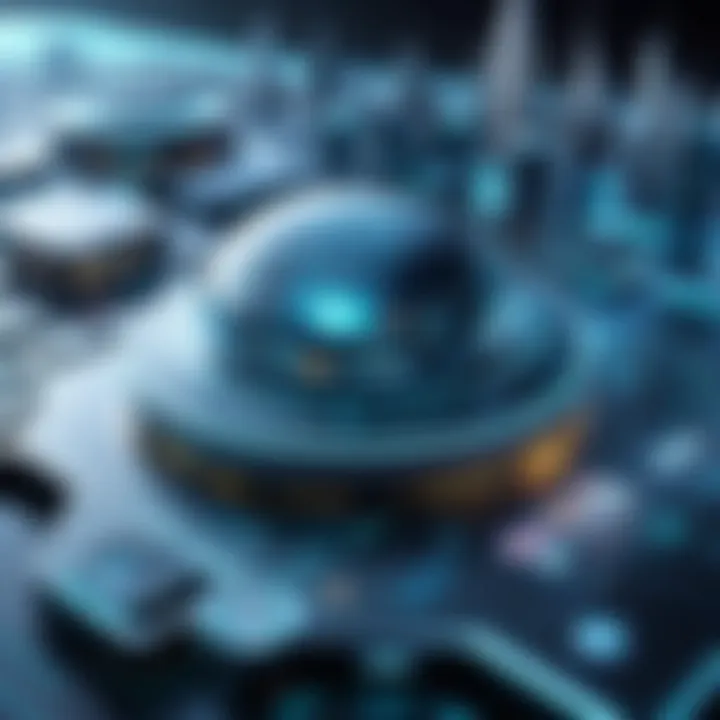 A futuristic landscape of AI technology shaping business environments