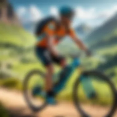 Cyclist Experience with Pivot Bike A close-up of a cyclist enjoying a Pivot bike ride in a scenic landscape.