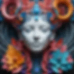 A digital sculpture representation showcasing intricate designs and vibrant colors.