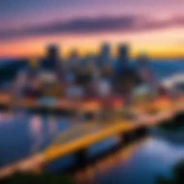 Urban Pittsburgh skyline at dusk