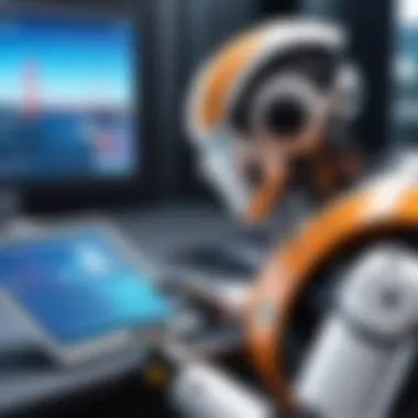 AI-Driven Rescue Robot Analyzing Data AI-driven rescue robot analyzing data to assist emergency responders