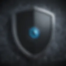 Illustration depicting a shield symbolizing security in a tech environment