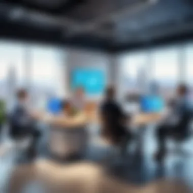 Innovative Collaboration in SaaS Team brainstorming in a modern office space